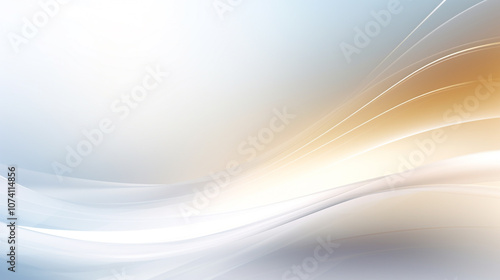 Luxurious golden glittering brush strokes on a light background for abstract design, Luxury with golden curve light effect decoration and bokeh white background.