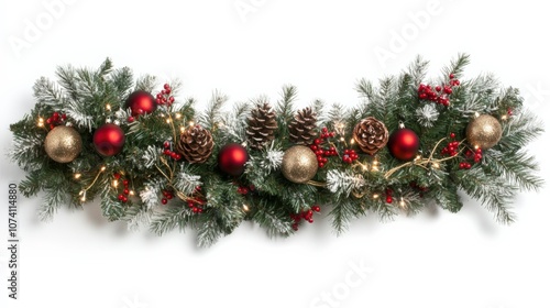 Festive Christmas Garland with Ornaments and Pine Cones