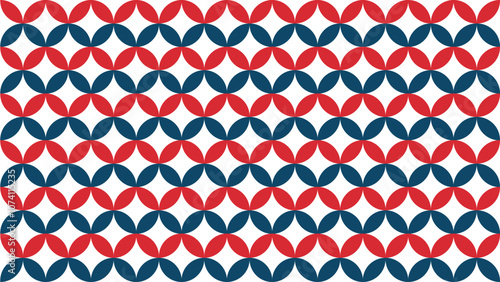 Abstract Geometric Pattern Artwork. Retro colors red, blue dark and white background.