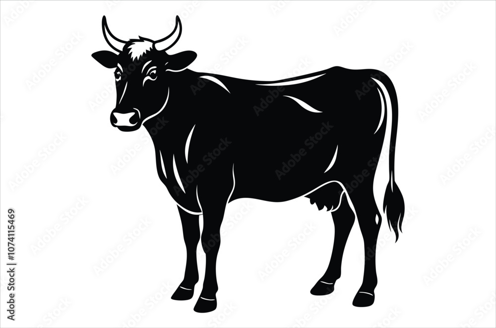 Fototapeta premium cow vector, icon vector illustration, cow silhouette of a cow isolated on a white background, eps, png, svg, vector,