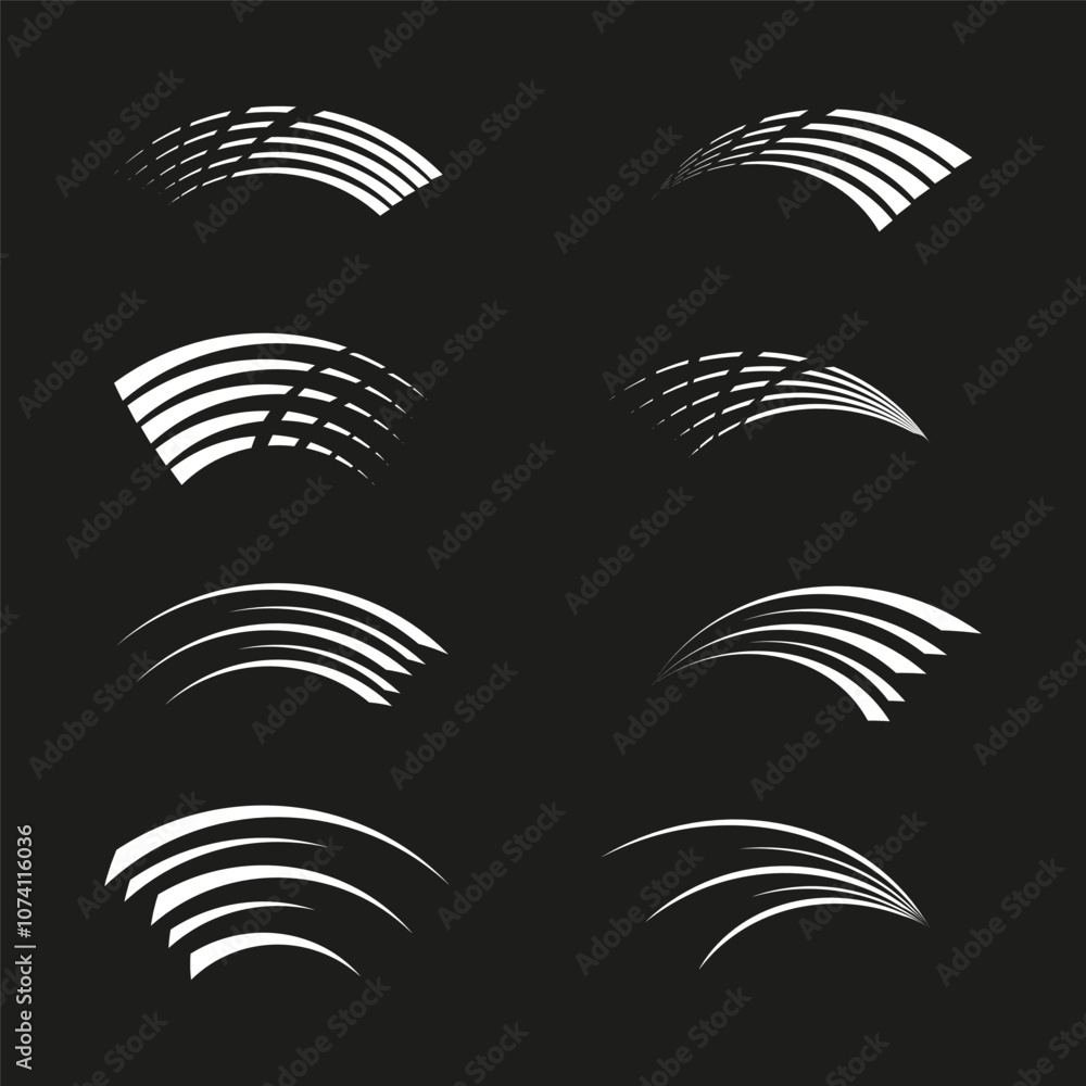 Curved line series. Arched abstract vector. Black and white layers. Decorative line pattern. Curved line series. Arched abstract vector. Black and white layers. Decorative line pattern.