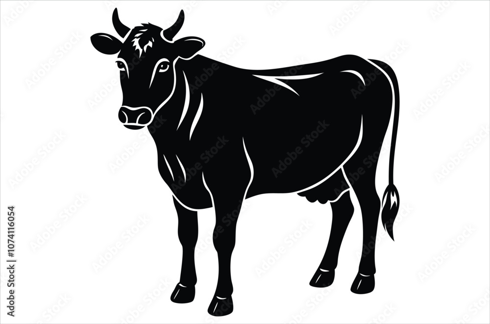 Fototapeta premium cow vector, icon vector illustration, cow silhouette of a cow isolated on a white background, eps, png, svg, vector,