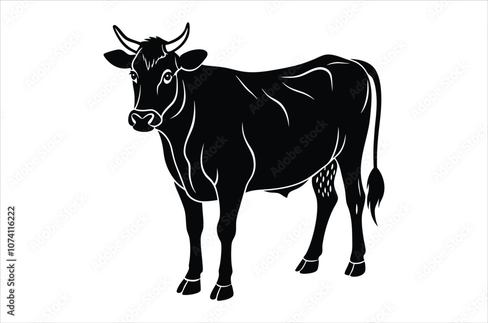 Fototapeta premium cow vector, icon vector illustration, cow silhouette of a cow isolated on a white background, eps, png, svg, vector,