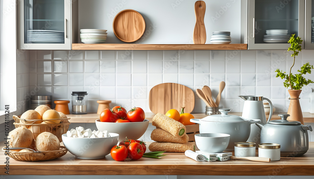Still life collection of kitchen surfaces and objects isolated with white highlights, png Still life collection of kitchen surfaces and objects isolated with white highlights, png