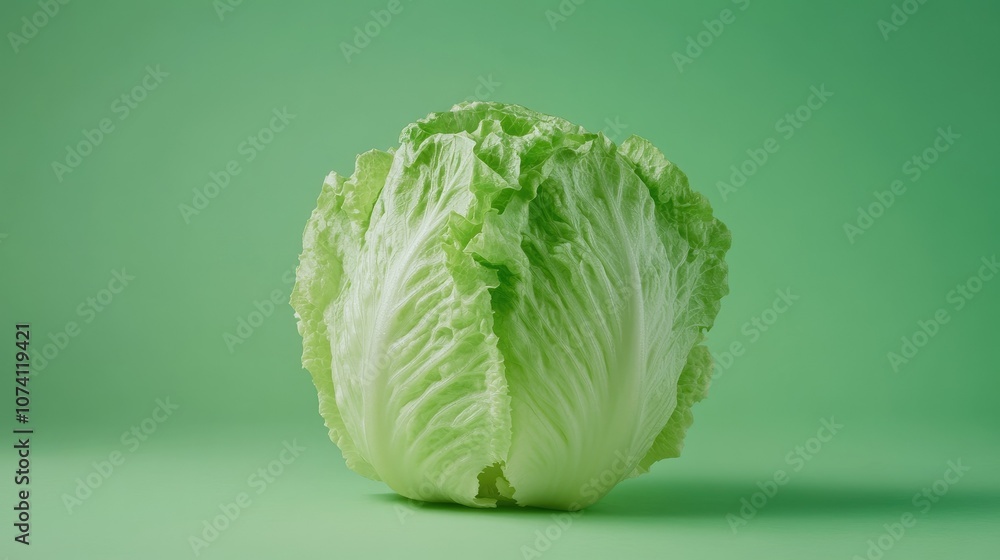 Fresh Green Cabbage on Green Background Fresh Green Cabbage on Green Background