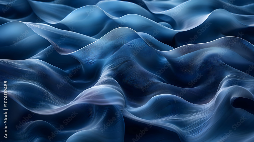 Abstract Blue 3D Wavy Lines Background Abstract Blue 3D Wavy Lines Background