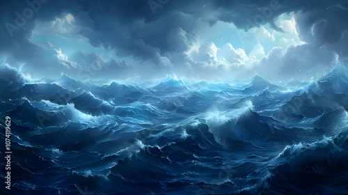 Dark Blue Ocean Waves Illustration