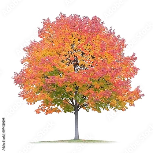 Amur maple tree isolated on a with a white background, close up photo