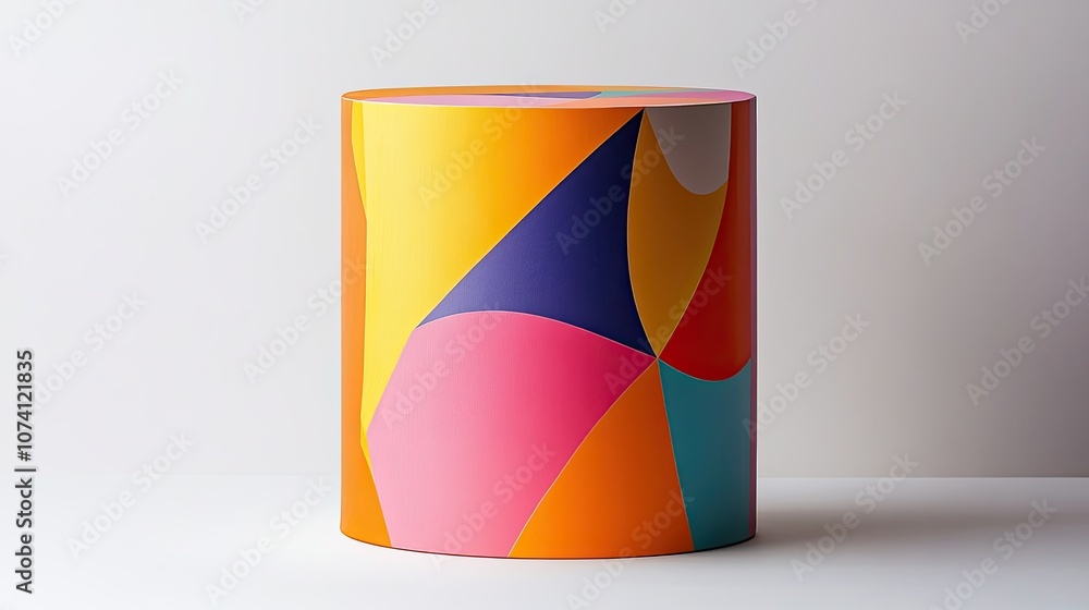 Colorful Geometric Art Stool in Bright Hues Colorful Geometric Art Stool in Bright Hues