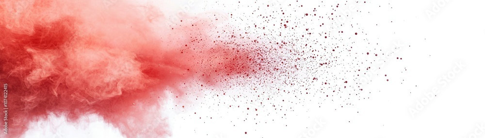 A vibrant explosion of red powder disperses against a white background, creating a dynamic and artistic visual effect. A vibrant explosion of red powder disperses against a white background, creating a dynamic and artistic visual effect.