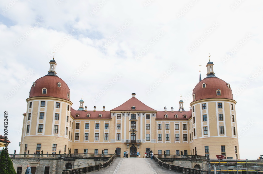 Moritzburg castle with the park in summer Moritzburg castle with the park in summer