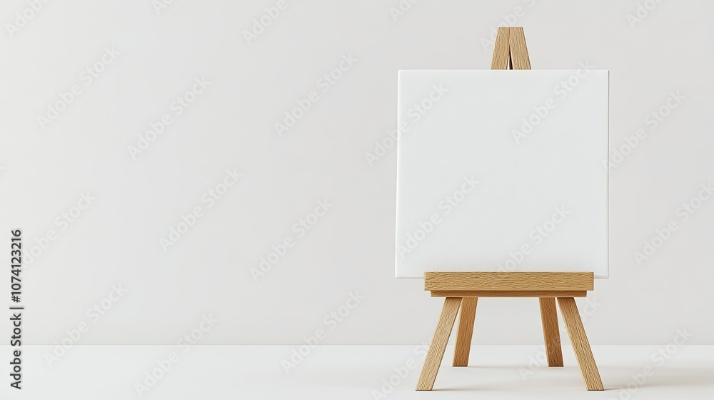 Blank Canvas on Wooden Easel for Creative Ideas Blank Canvas on Wooden Easel for Creative Ideas