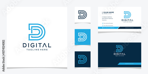 Letter D logo and business card template