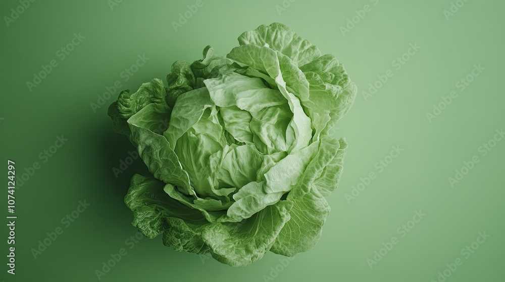 Fototapeta premium Fresh Cabbage on Green Background