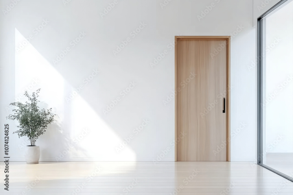 Obraz premium White empty room Interior background with door