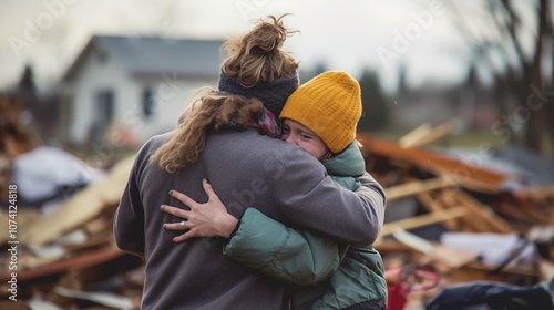 Community coming together after a disaster, helping each other