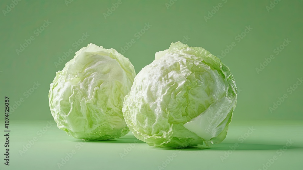 Fototapeta premium Fresh Green Cabbage on Smooth Background