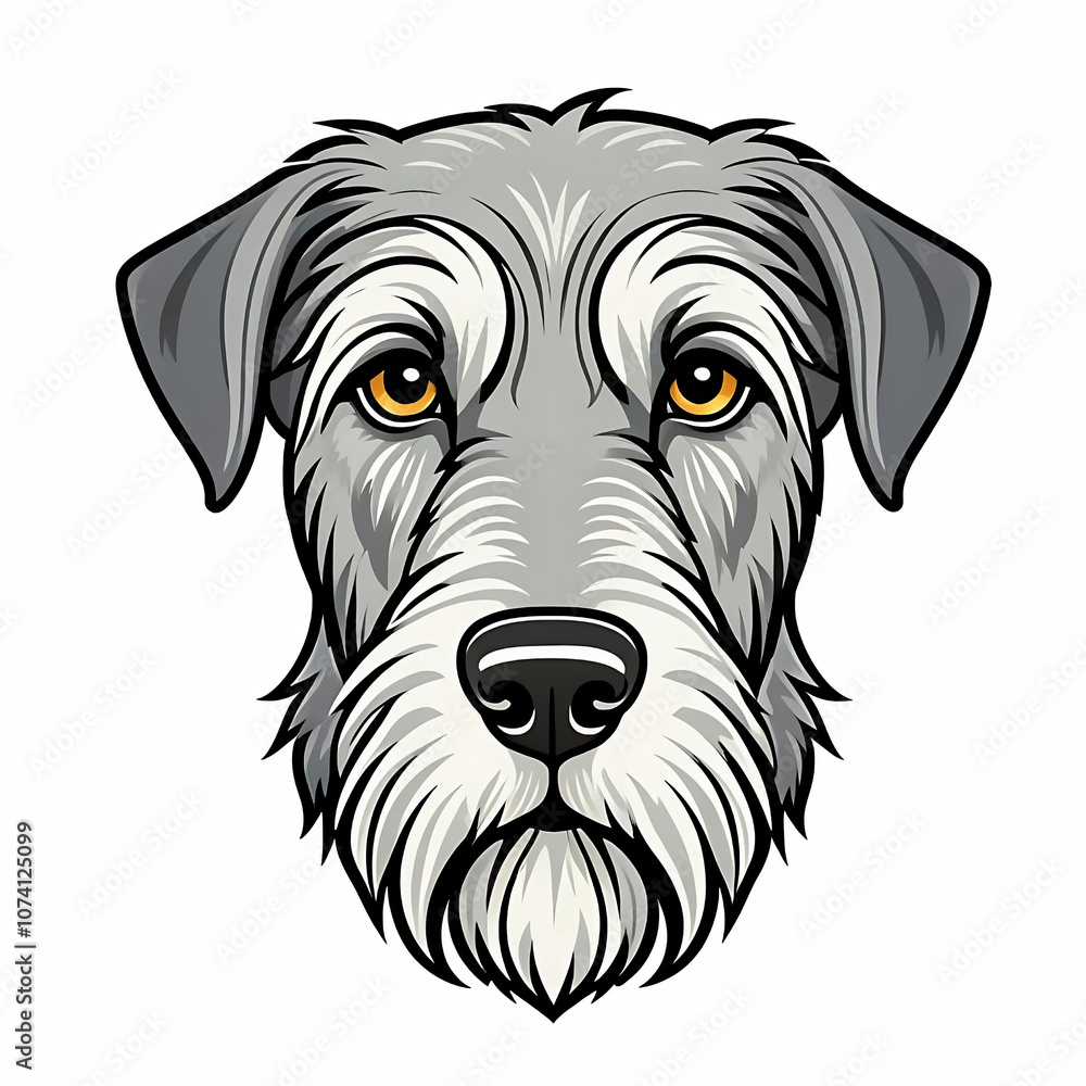Irish wolfhound dog face vector cartoon illustration Irish wolfhound dog face vector cartoon illustration