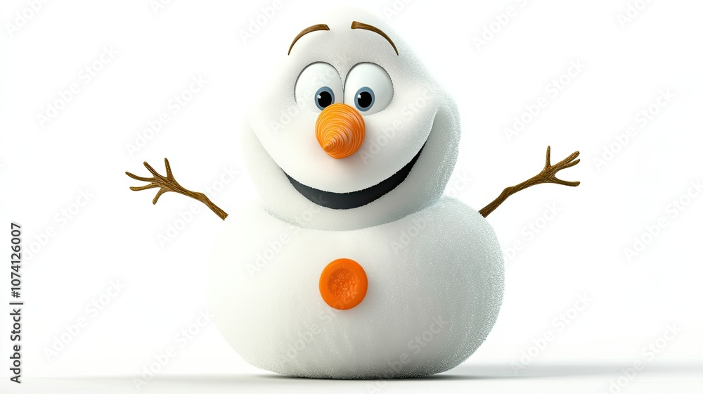 Friendly Snowman with Big Smile and Orange Nose Friendly Snowman with Big Smile and Orange Nose