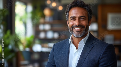 Confident man in tailored suit smiles at camera