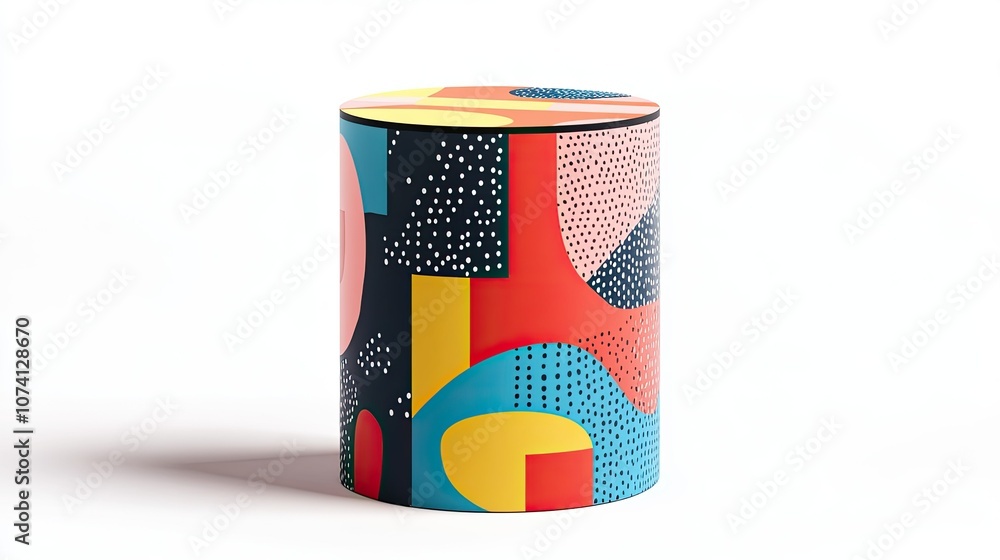 Obraz premium Colorful Geometric Art Design on a Cylinder Surface