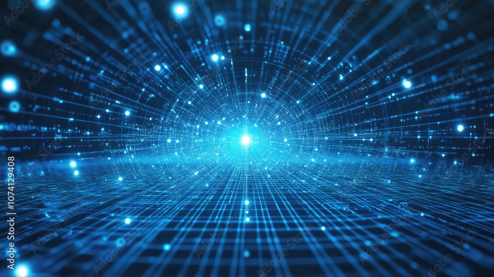 Futuristic Blue Digital Grid Background Network Technology Design Futuristic Blue Digital Grid Background Network Technology Design