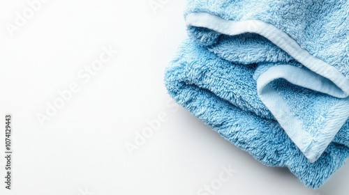 Soft Blue Towels on White Background