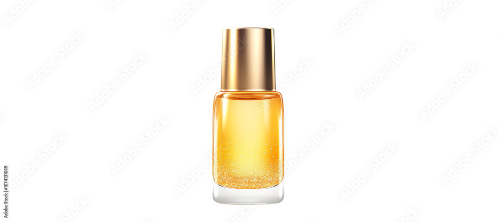 Luxurious Gold Glitter Cosmetic Bottle on Transparent Background Luxurious Gold Glitter Cosmetic Bottle on Transparent Background