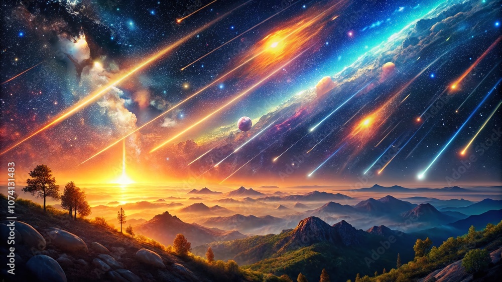 Pixel Art Cosmic Meteor Shower with Bright Sun and Asteroids Captured by Drone Photography, Showcasing an Enchanting Celestial Scene in Vivid Colors and Intricate Details Pixel Art Cosmic Meteor Shower with Bright Sun and Asteroids Captured by Drone Photography, Showcasing an Enchanting Celestial Scene in Vivid Colors and Intricate Details