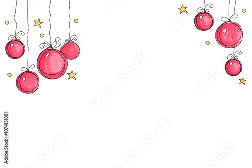 christmas frame red ballon water color