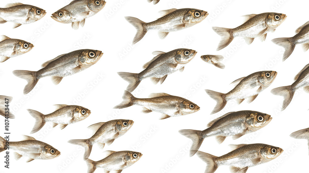 Schools of Silvery Fish Swimming in a Clear Isolated Background Generative AI Schools of Silvery Fish Swimming in a Clear Isolated Background Generative AI