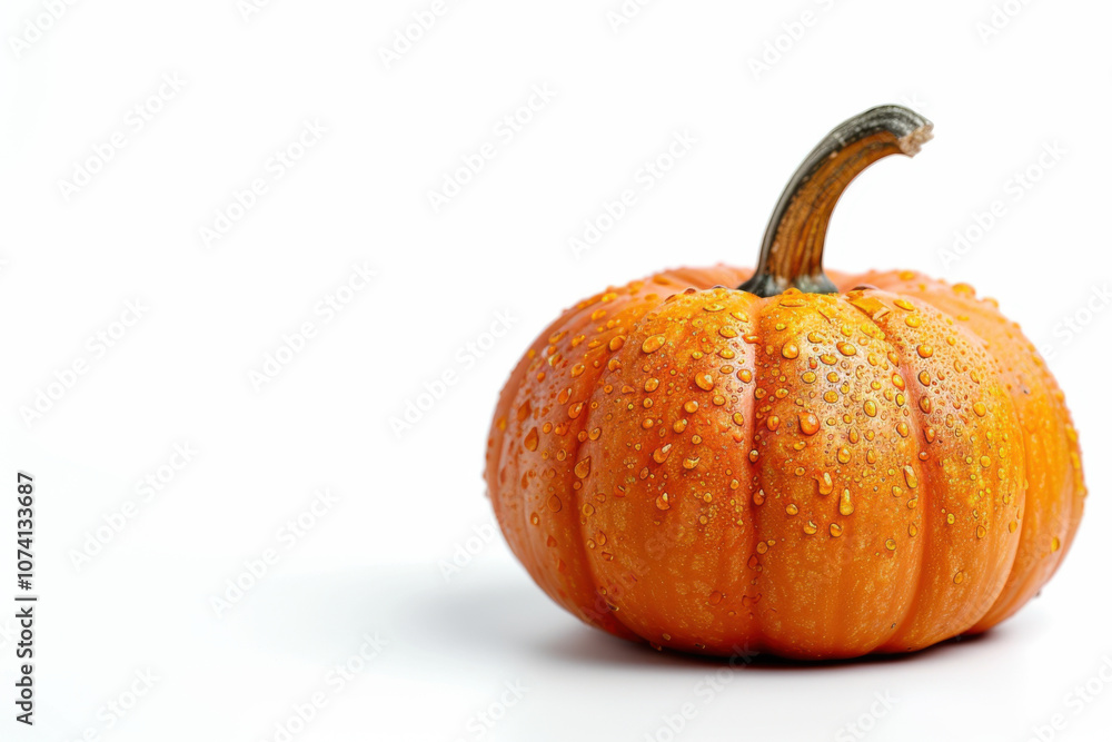Fresh orange miniature pumpkin isolated on white background