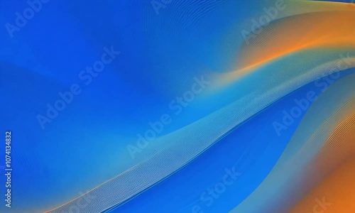 Abstract design featuring flowing lines in blue and orange tones.