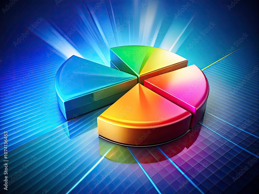Obraz premium 3D Pie Chart Illustration with Depth and Highlights for Data Visualization, Clean Background, Graphical Representation, Business Analytics, Infographics, Marketing, and Statistics