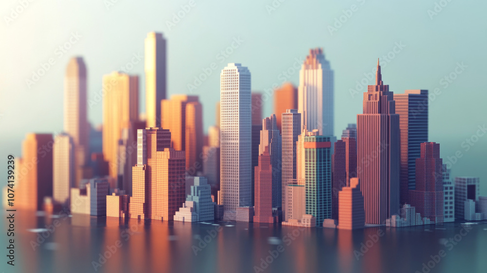 Low Poly Cityscape, 3D Rendering, Urban Skyline, Sunset Glow, Architectural Detail Low Poly Cityscape, 3D Rendering, Urban Skyline, Sunset Glow, Architectural Detail
