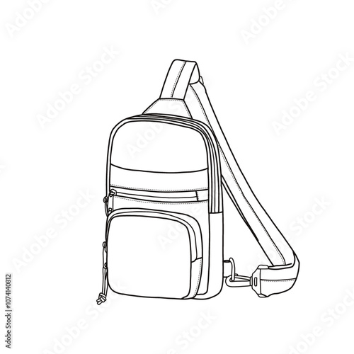 Small crossbody sling bag for women sling purse crossbody bag chest bag for travel vector icon line art. An editable vector design of a sling bag crossbody bag. Isolated on a white background.