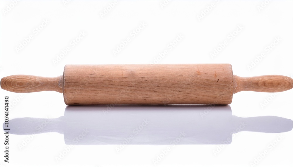 Rolling Pin on White Background Isolated. Full Shot of Kitchen Utensils. Rolling Pin on White Background Isolated. Full Shot of Kitchen Utensils.