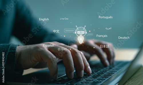 Photos Ai technology application, Automatic translation system concept