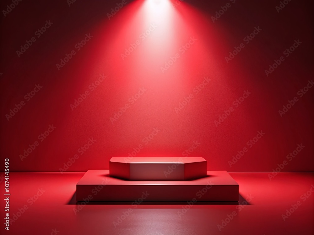 Striking Minimalist Photography of an Empty Red Podium with Dynamic Light Effects Showcasing Simplicity and Elegance in a Studio Setting Striking Minimalist Photography of an Empty Red Podium with Dynamic Light Effects Showcasing Simplicity and Elegance in a Studio Setting