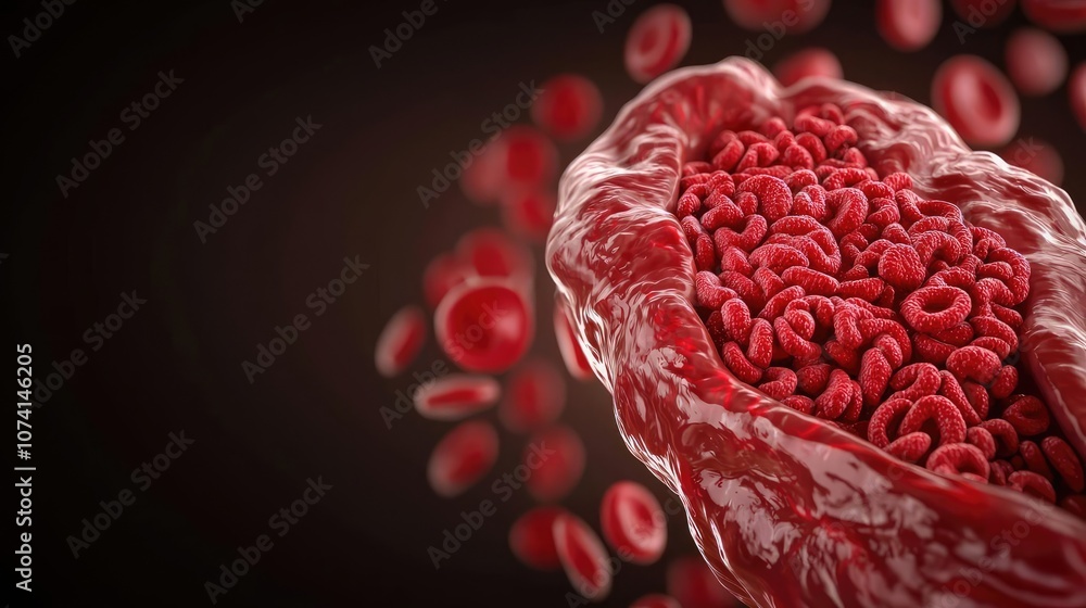 Fototapeta premium Close-Up of red blood cells in a detailed scientific illustration.