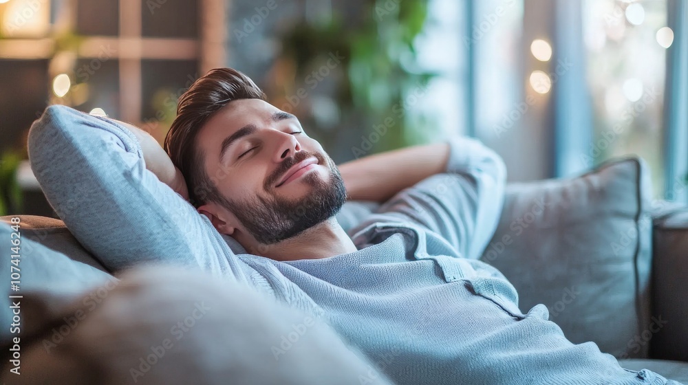 A worker relaxing at home, enjoying paid time off for vacation, illustrating the benefits of paid leave A worker relaxing at home, enjoying paid time off for vacation, illustrating the benefits of paid leave