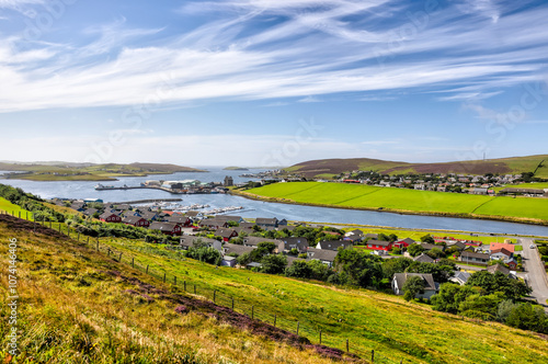 Scalloway, Shetland Islands: - August 14, 2024: Views of the region around Scalloway in Scotland's Shetland Islands
