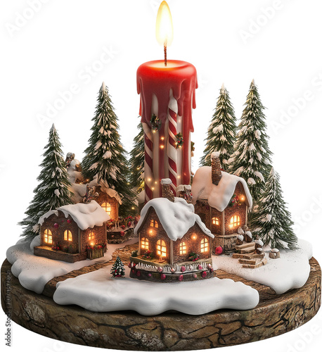 christmas tree with candle and decorations