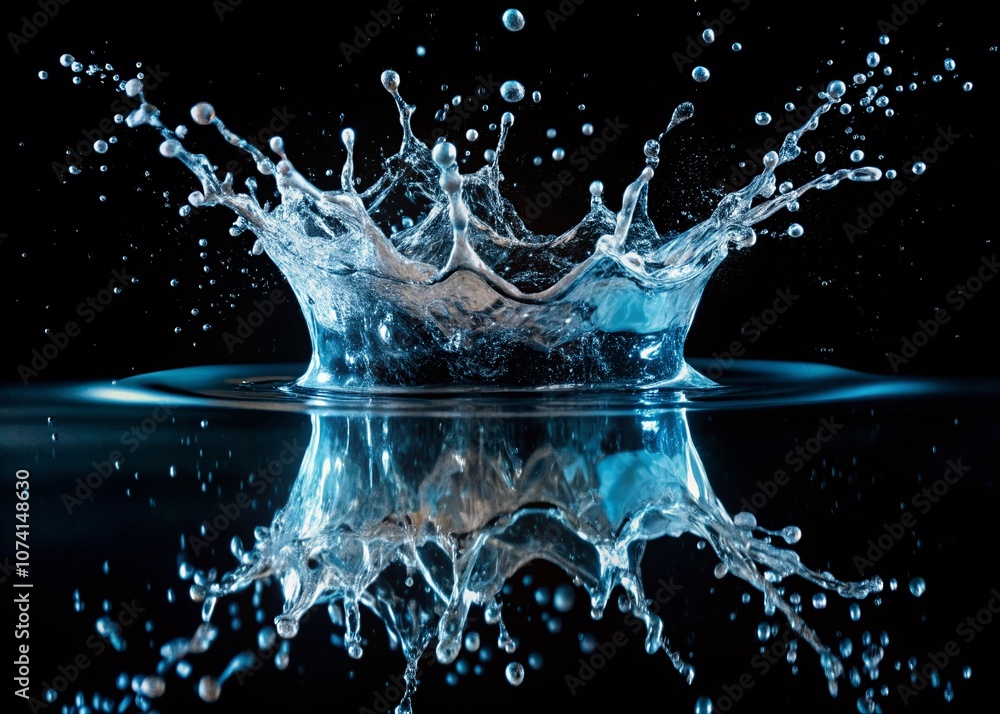 Stunning Long Exposure of Isolated Water Splash on Black Background Capturing Dynamic Movement and Fluidity with Glimmering Droplets and Radiant Reflections for Visual Impact Stunning Long Exposure of Isolated Water Splash on Black Background Capturing Dynamic Movement and Fluidity with Glimmering Droplets and Radiant Reflections for Visual Impact