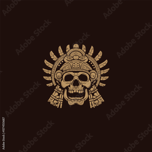 Wallpaper Mural Mayan skull head totem style logo design vector vintage Torontodigital.ca