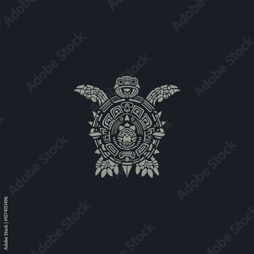 Mayan Turtle aztec totem design vector logo