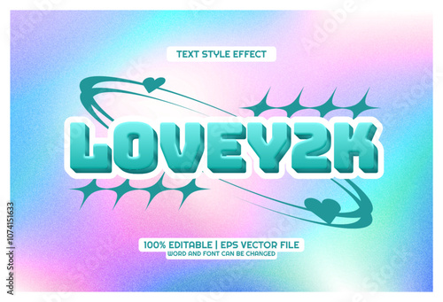 Love Y2K 3D cartoon Editable text Effect