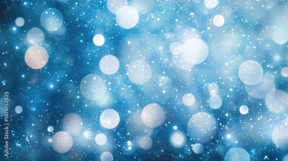 Blue bokeh circles with stars creating a visually appealing abstract illustration Blue bokeh circles with stars creating a visually appealing abstract illustration