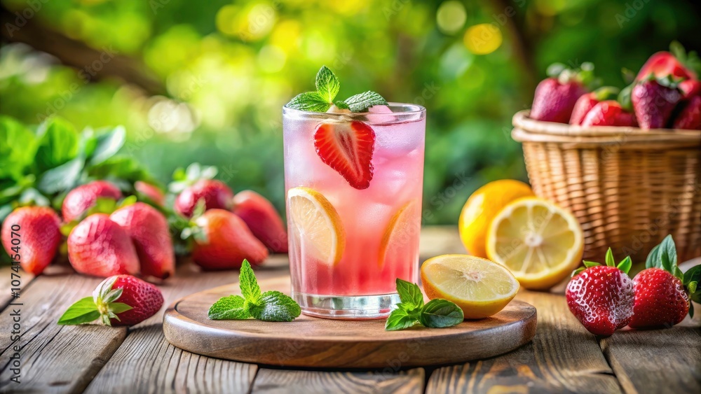 Refreshing Pink Lemonade in a Glass with Strawberry Garnish for Summer Vibes, Citrus Drink Photography, Refreshing Beverages, Summer Refreshments, Healthy Drinks, and Fruit Infused Water Refreshing Pink Lemonade in a Glass with Strawberry Garnish for Summer Vibes, Citrus Drink Photography, Refreshing Beverages, Summer Refreshments, Healthy Drinks, and Fruit Infused Water