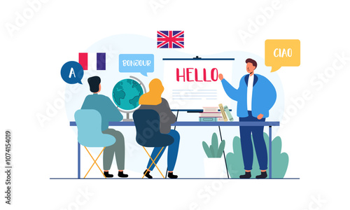 Language courses concept in flat design